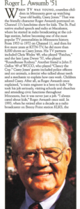 Photo and article about Roger L. Awsumb, in Macalester Today August 1996
