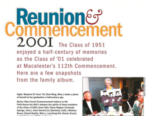 Article about Reunion and Commencement together in 2001
