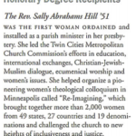 Text about Sally Hill receiving honorary degree at Commencement 2003