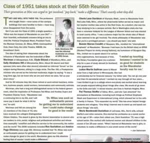 Article about Class of 1951 at 55th Reunion in 2006