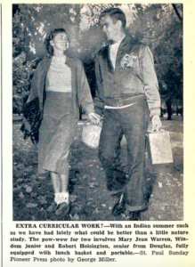 The Mac Weekly 10/14/1949 Indian summer picnic, Mary Jean Warren, Robert Hoisington