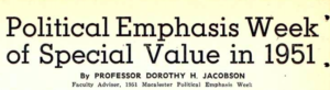 The Mac Weekly 4/13/1951 Political Emphasis Week of Special Value