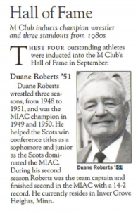 Winter 2001 Hall of Fame Duane Roberts '51