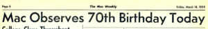 Mac Weekly Mac 70th Birthday 18 March 1955
