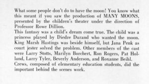Theater Many Moons Program 1961