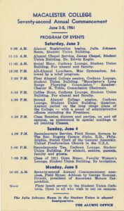 Commencement Weekend Events Program 1961