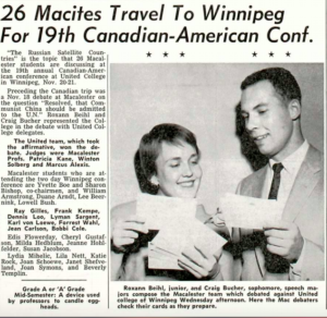 The Mac Weekly 11/20/1959 - 26 Macites to Canadian-American Conference