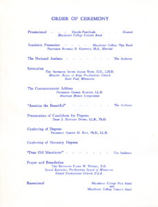 Commencement Ceremony Program 1961