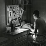 Yearbook Student Typing in Dorm 1966