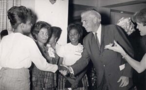 President Rice with Students 1964
