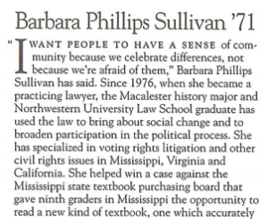 Barbara Phillips Sullivan '71, partial article