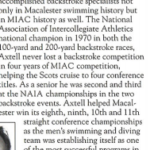 Tom Axtell '71 was one of the most accomplished backstroke specialists