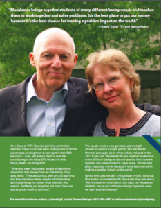 Steve Euller '71 and Nancy Roehr, why they give to Macalester
