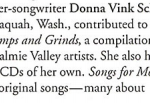 Singer-songwriter Donna Vink Schultz '71