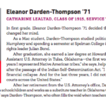 Eleanor Darden-Thompson '71, Catharine Lealtad, Class of 1915, Service to Society Award
