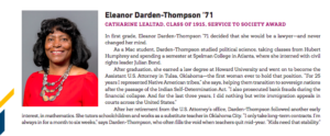 Eleanor Darden-Thompson '71, Catharine Lealtad, Class of 1915, Service to Society Award