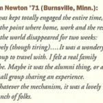 Jim Newton '71 talks about traveling with other alums