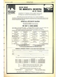 Ad for MN Orchestra Student Rates in The Mac Weekly 9/25/1970