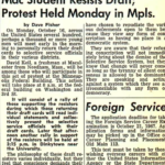 The Mac Weekly 10/13/1967 article, "Mac Student Resists Draft; Protest Held Monday in Mpls"