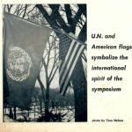 Photo of United Nations and U.S. flags, taken by Tom Nelson, in The Mac Weekly 2/13/1970