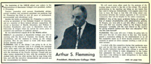 Mac Weekly 9/13/1968 article with new president Arthur Flemming