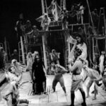Performers on stage in The Birds Fall 1967