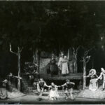 Performers on stage in Thirteen Clocks Spring 1969