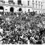 Huge crowd gathered in the front of the Minnesota state capitol, Spring 1970