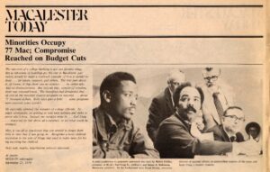 Macalester Today Minority Occupation News Conference Information 1974