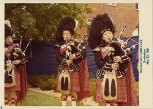 student bagpipers performing