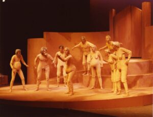 Cast members on stage in Lysistrata in 1979