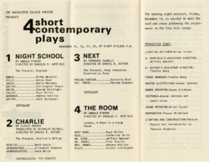 Program for 4 Short Contemporary Plays 1980