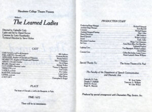 Program of The Learned Ladies 1984-1985