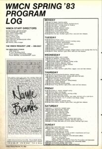 WMCN 1983 Spring program schedule