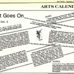 Arts Calendar of events from fall 1985 published in Mac Weekly