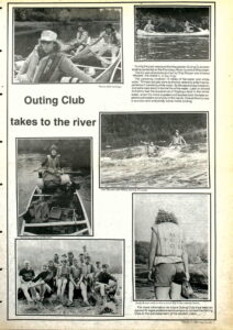 Photos of the outing club in 1983 with title "Outing Club takes to the river"