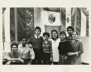 Group of students at the opening of the cultural student organization spaces in the Student Union 9/30/1983