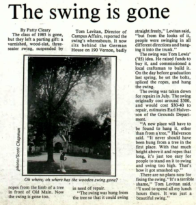 Article titled "The swing is gone" in the Mac Weekly Fall 1985