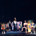 Performers on stage in Dogg's Hamlet 1989