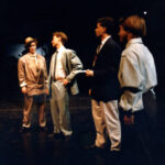 Four performers on stage in The Feigned Courtesans Spring 1990