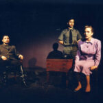Three performers on stage in Conduct of Life, Spring 1991