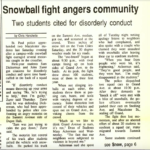 Mac Weekly 11/11/1988 article about snowball fight and police and community response