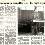Mac Weekly 11/3/1989 article about Macalester Peace and Justice Coalition convocation about apartheid