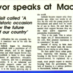 Mac Weekly 2/10/1989 article about visit by Ivan Ivanovich Indinok, Chairman of the City Council of Novosibirsk