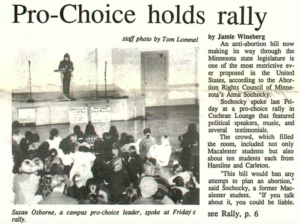 Mac Weekly 2/23/1990 article about a pro-choice rally