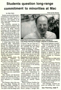 Mac Weekly 3/4/1988 article about Mac's commitment to multiculturalism
