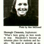 Mac Weekly 4/14/1989 Statement by and photo of Shonagh Clements