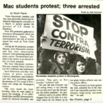 Mac Weekly 4/8/1988 article about student protests and arrests against US troops in Honduras
