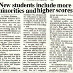 Mac Weekly 9/11/1987 article about large incoming number of minority students and other admissions statistics