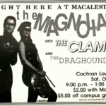 Mac Weekly 9/30/1988 advertisement for The Magnolias, The Clams, and The Draghounds performing in Cochran Lounge